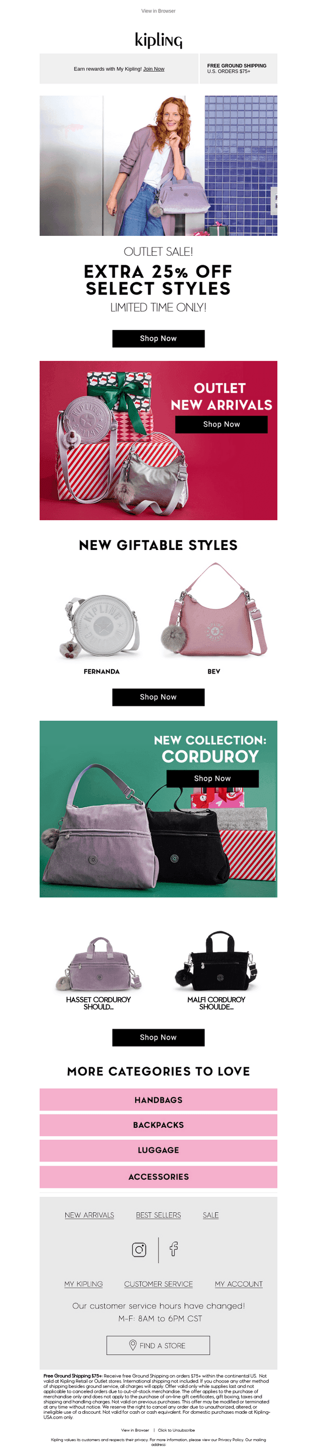 New At Our Outlet + Extra 25% Off