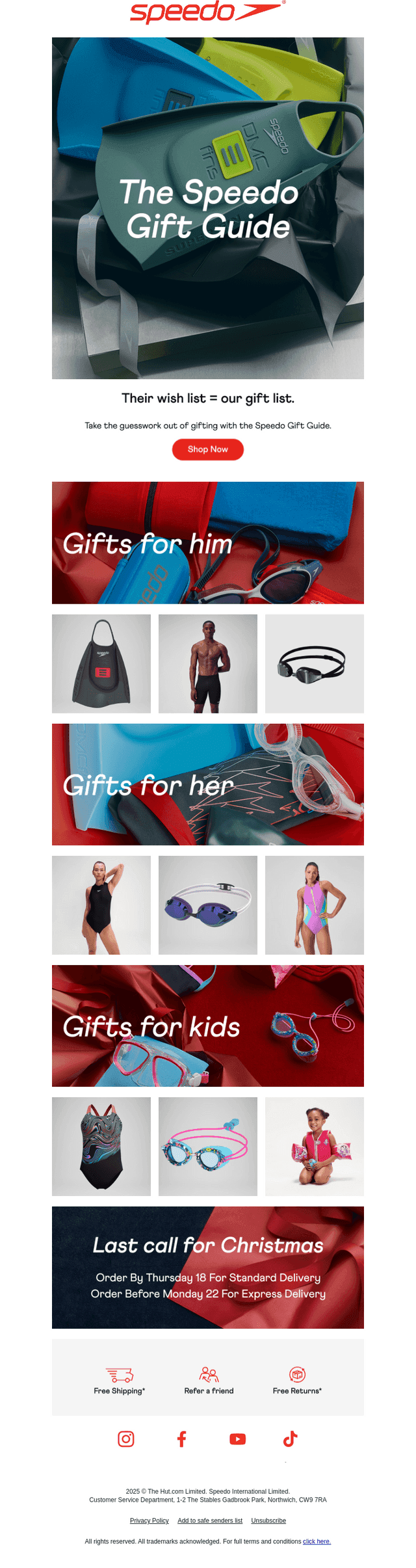 Speedo USA email from Sat, Dec 6, 2025
