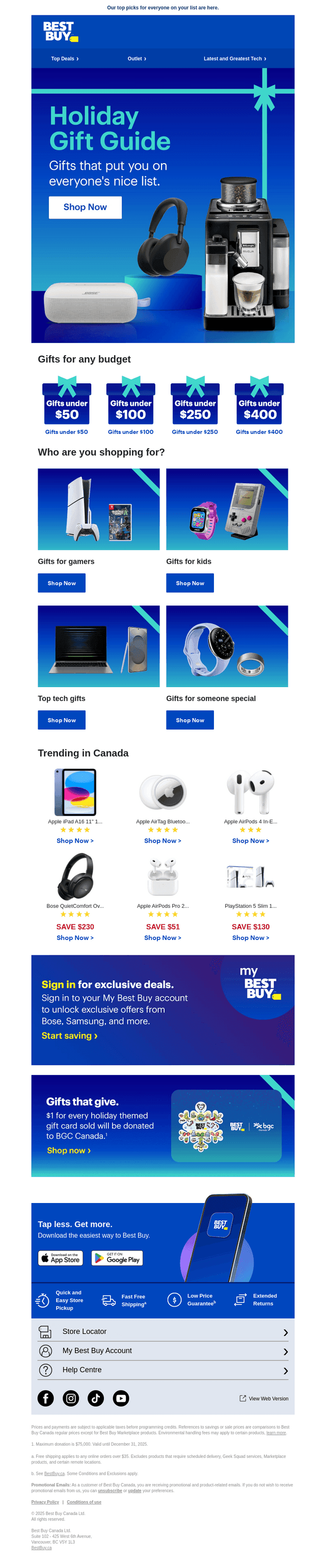 Best Buy Canada email from Sun, Dec 7, 2025