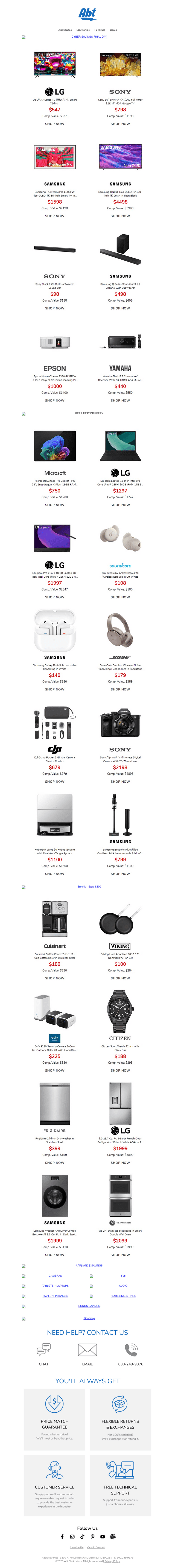 Abt Electronics email from Sun, Dec 7, 2025