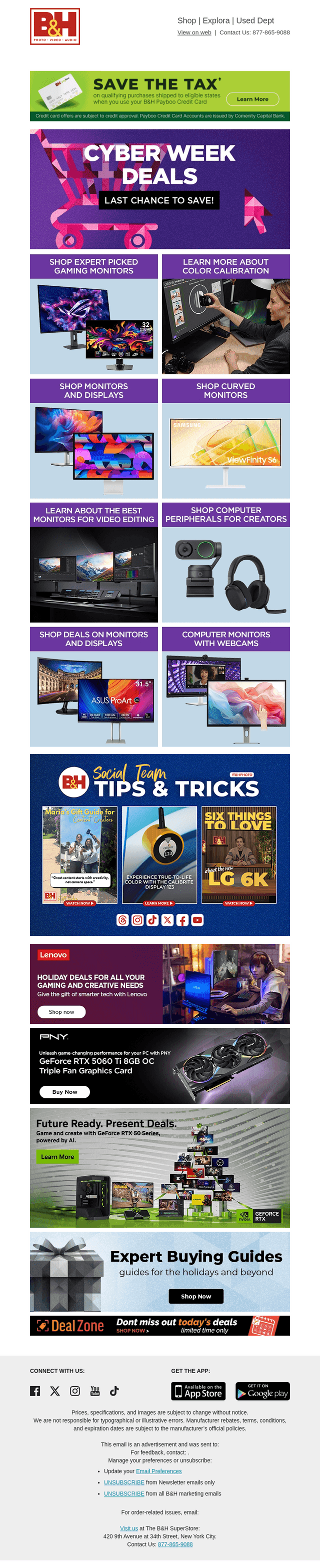 B&H Photo Video email from Sun, Dec 7, 2025