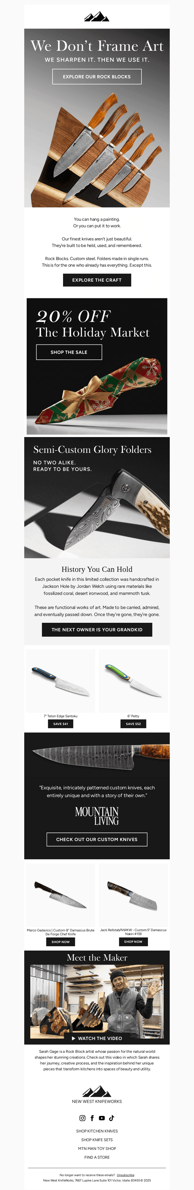 New West KnifeWorks email from Sun, Dec 7, 2025