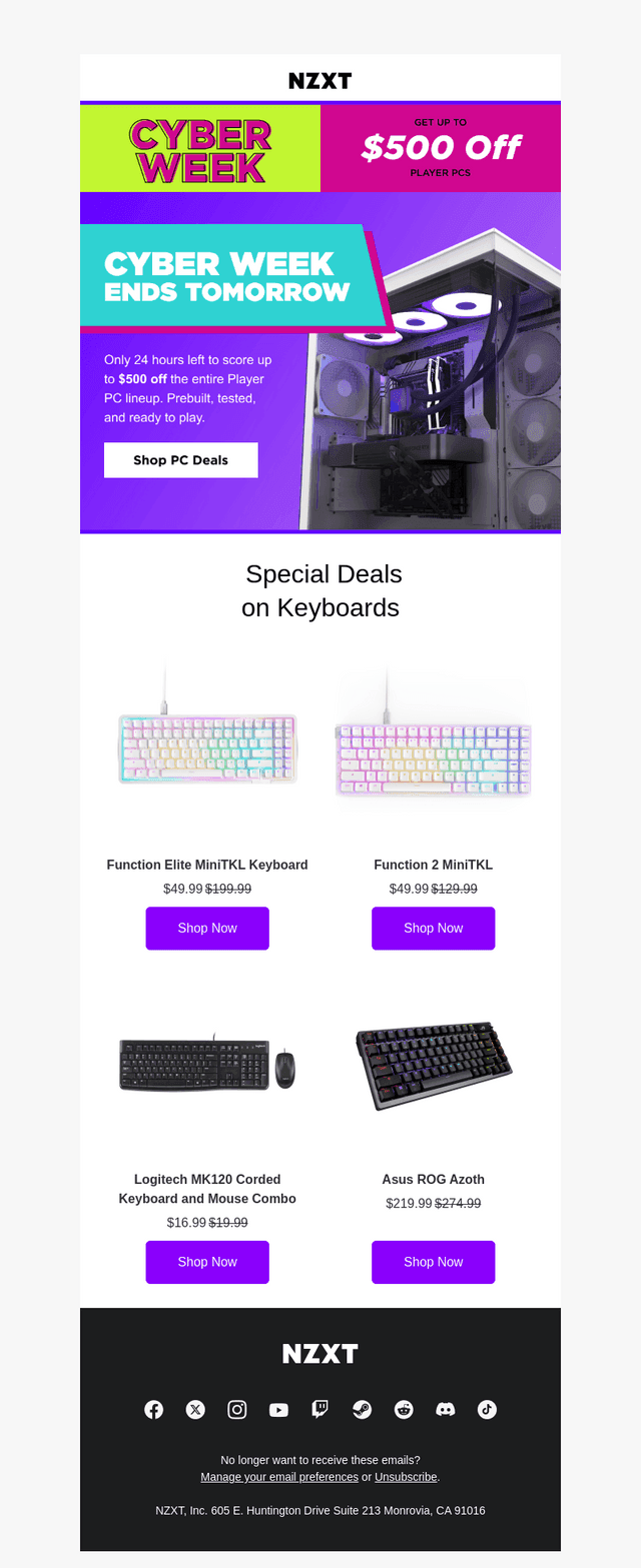 NZXT email from Sun, Dec 7, 2025
