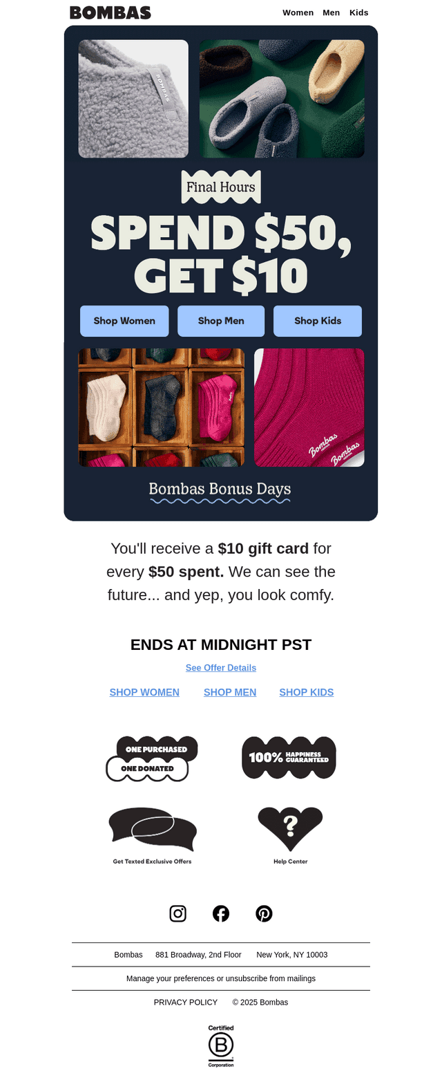 FINAL HOURS: Get $10 for Every $50 Spent