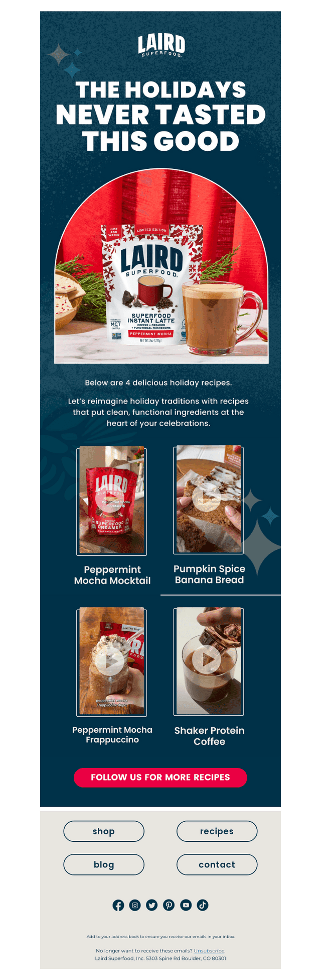 Laird Superfood email from Mon, Dec 8, 2025