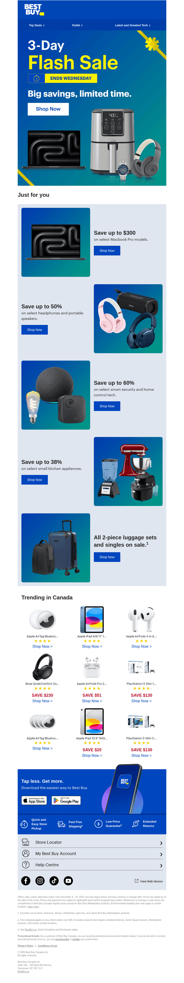 Best Buy Canada email from Mon, Dec 8, 2025