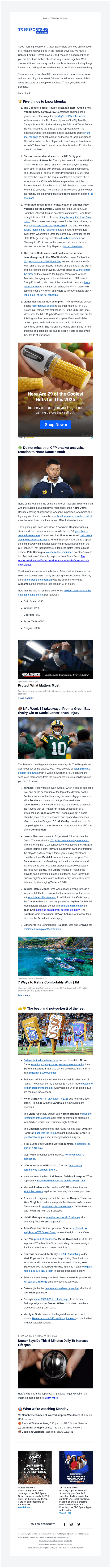 CBS email from Mon, Dec 8, 2025