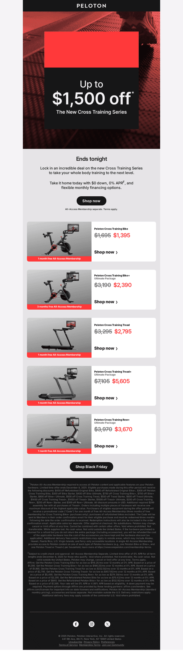 Peloton email from Mon, Dec 8, 2025