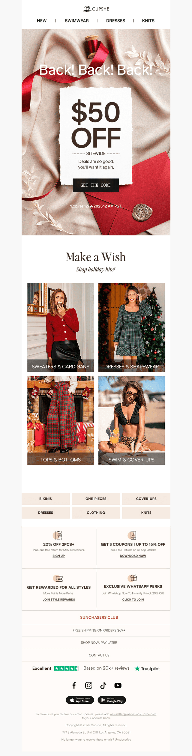 Cupshe email from Mon, Dec 8, 2025