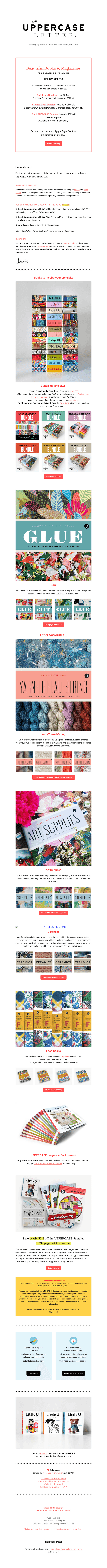 UPPERCASE publishing email from Mon, Dec 8, 2025