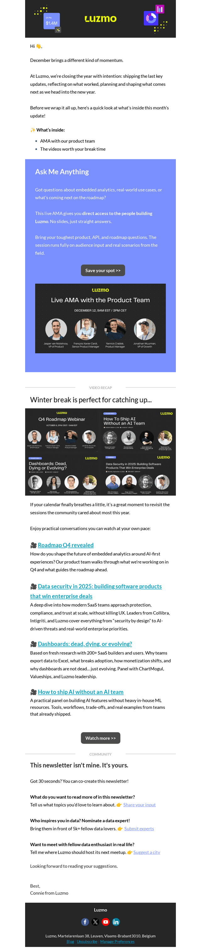 Luzmo email from Tue, Dec 9, 2025