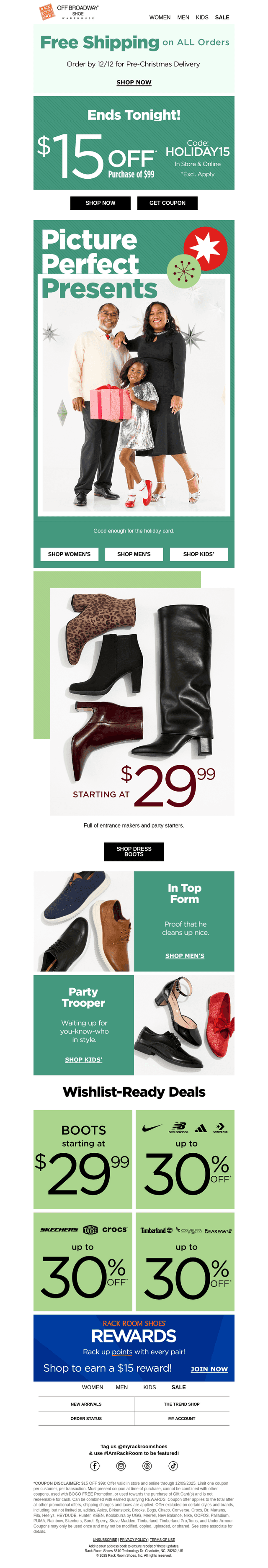 $15 OFF ENDS TONIGHT