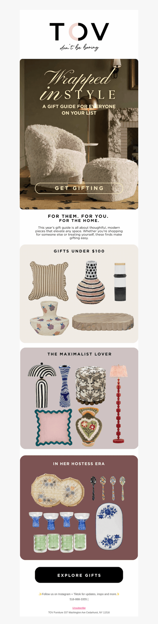 TOV Furniture email from Tue, Dec 9, 2025