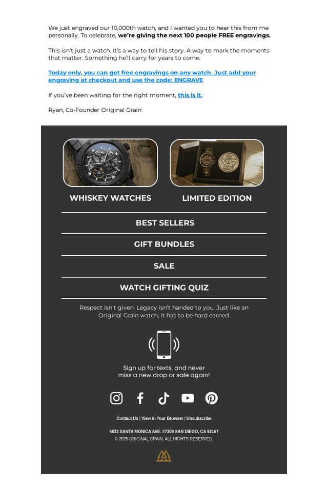 Engrave Your Watch for FREE!