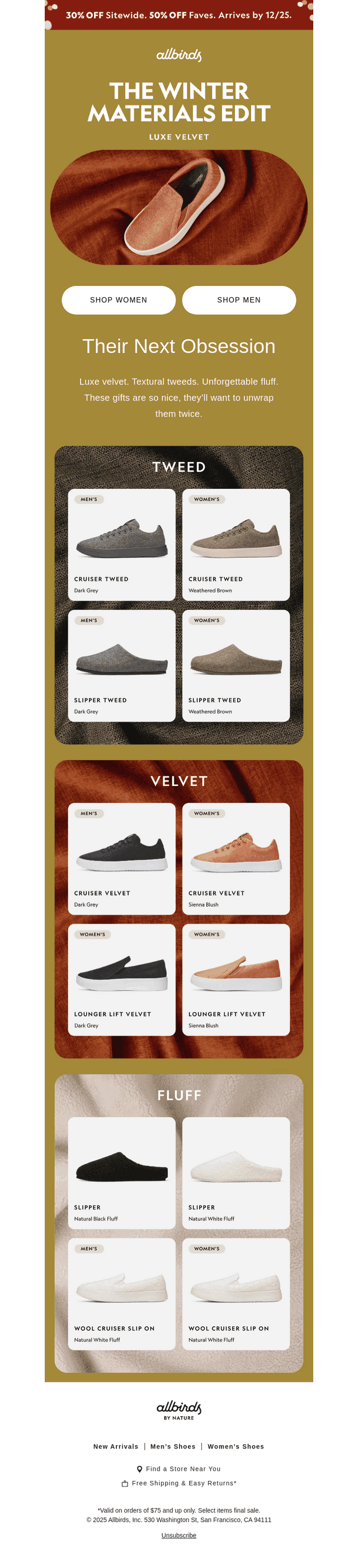 Allbirds email from Wed, Dec 10, 2025