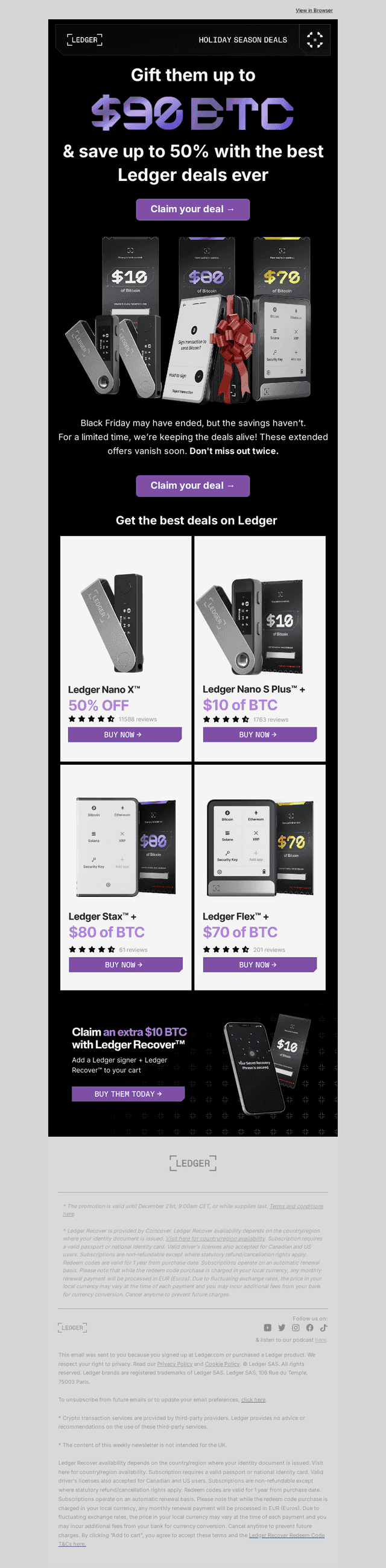 Ledger email from Wed, Dec 10, 2025