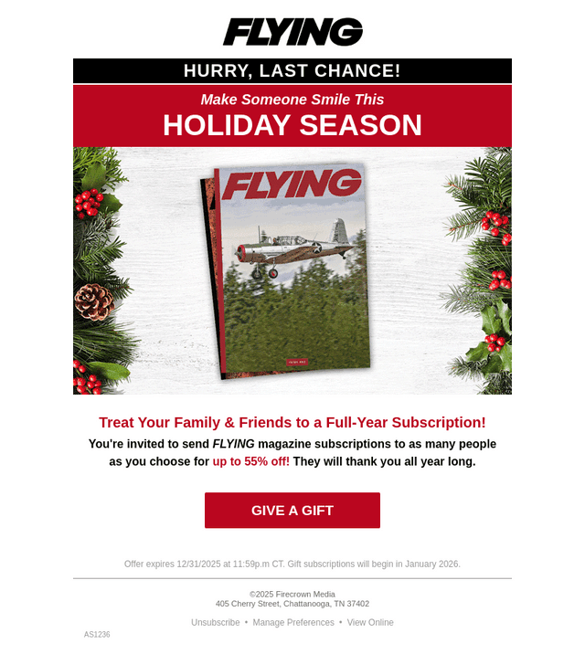 Flying Magazine email from Wed, Dec 10, 2025