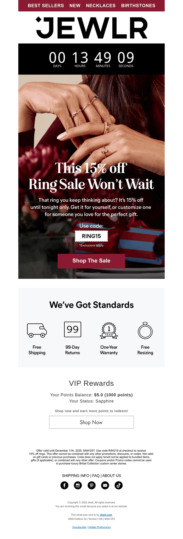 ENDS TONIGHT: 15% Off Rings