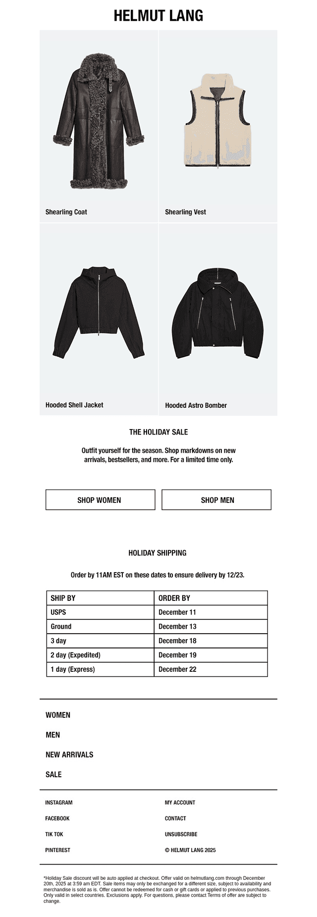 HOLIDAY SALE: OUTERWEAR