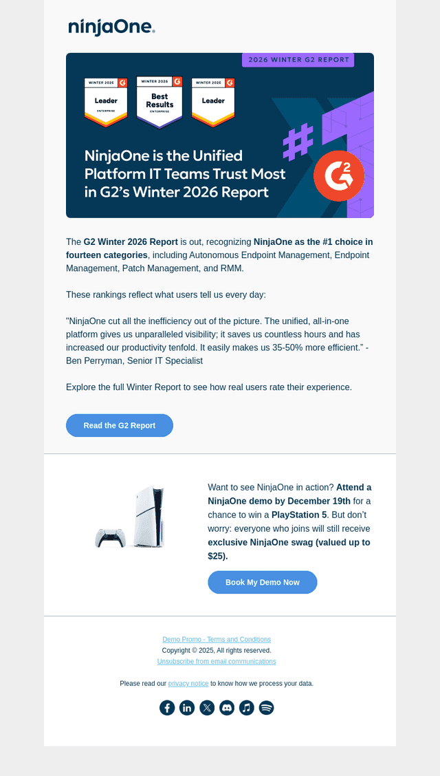 NinjaOne email from Thu, Dec 11, 2025