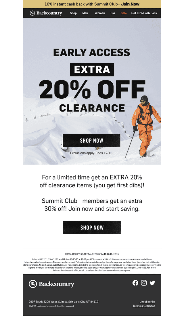 Be the first to save! Extra 20% off clearance