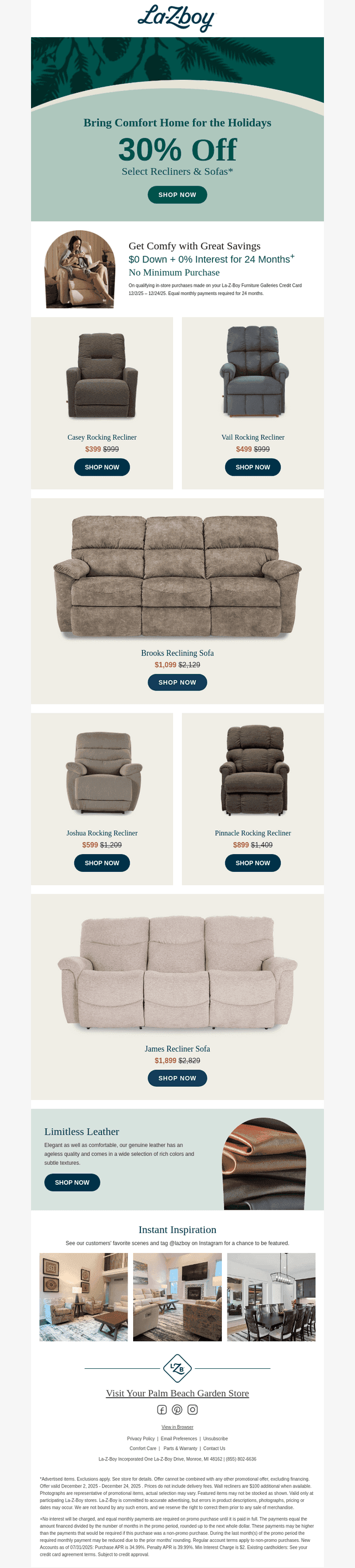 Recliners Starting at $399