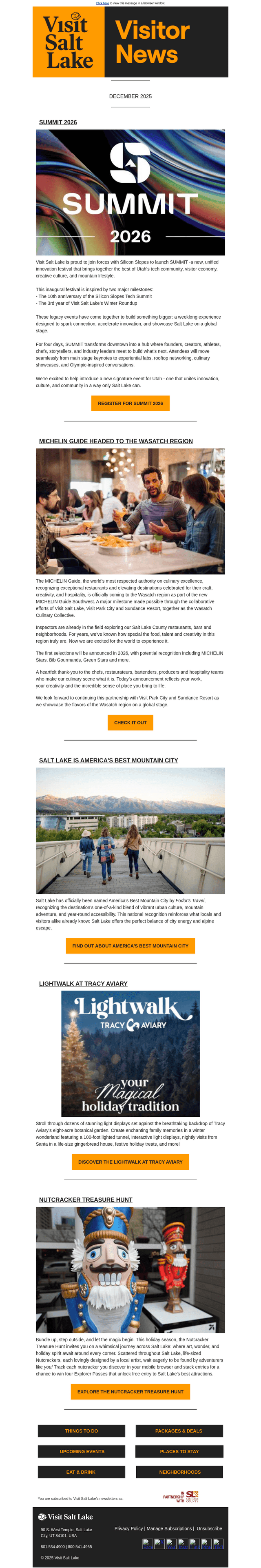 Visit Salt Lake email from Thu, Dec 11, 2025