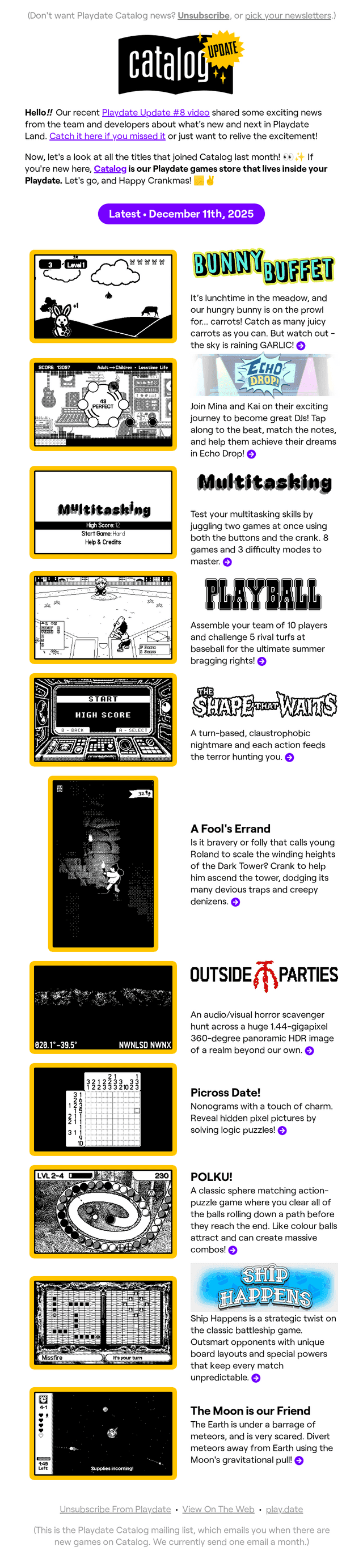What's New in Playdate Catalog • November 2025