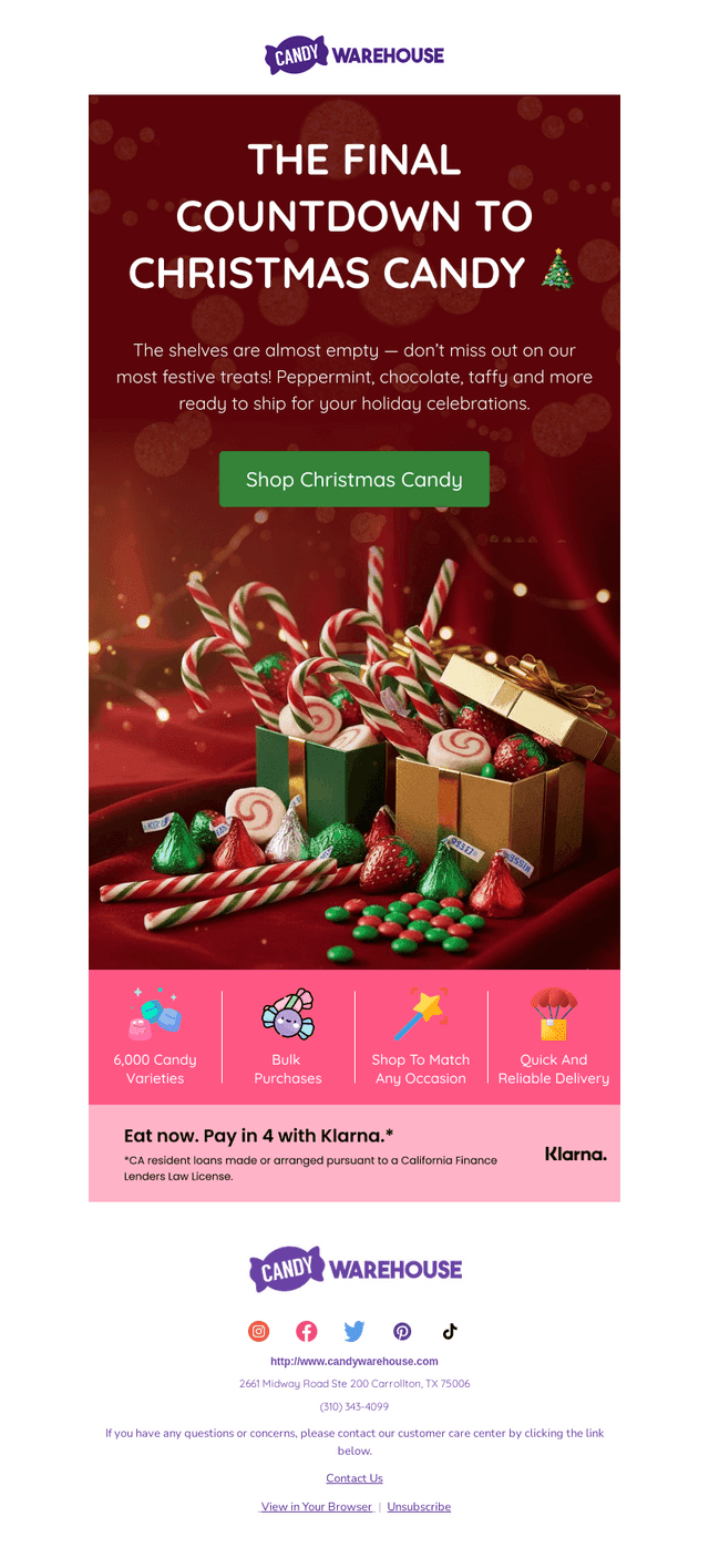 CandyWarehouse email from Fri, Dec 12, 2025
