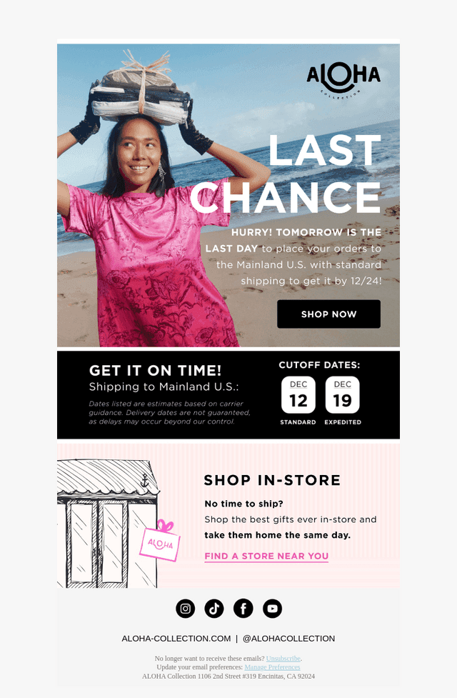 ALOHA Collection email from Fri, Dec 12, 2025