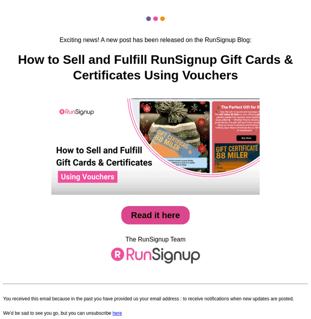 RunSignUp email from Fri, Dec 12, 2025