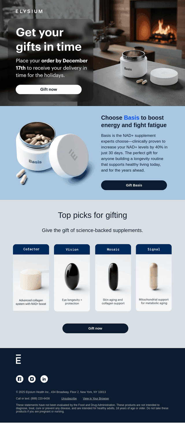 Elysium Health email from Fri, Dec 12, 2025