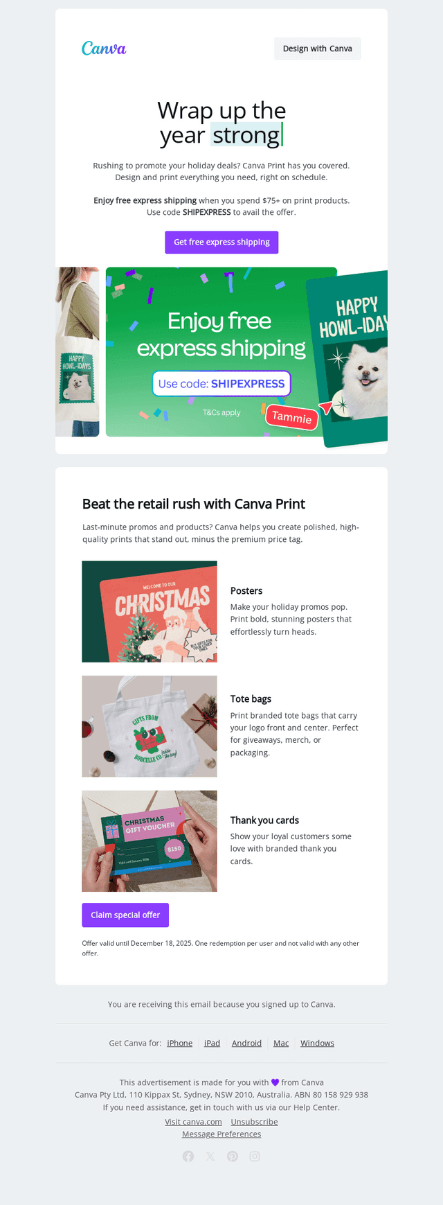 Get free express shipping with Canva Print 🎁