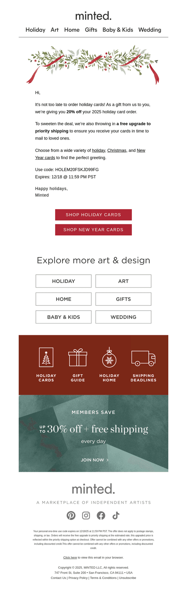 Minted email from Fri, Dec 12, 2025