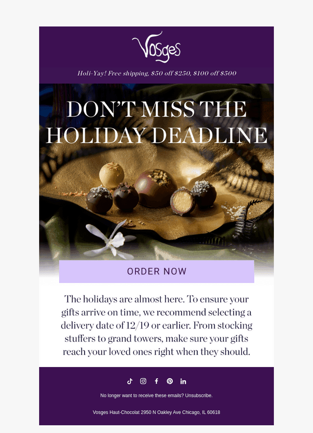 Last Call for Holiday Delivery
