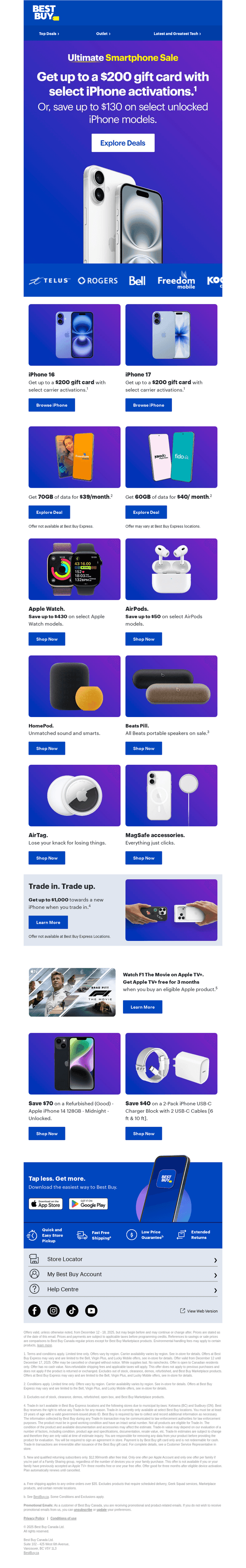 Best Buy Canada email from Sat, Dec 13, 2025