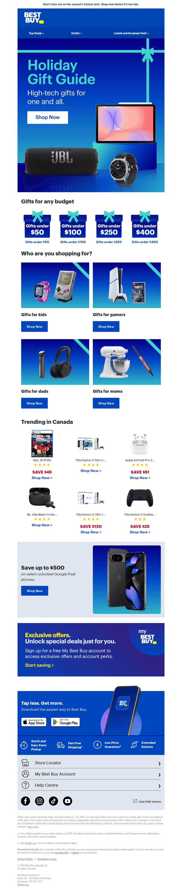 Best Buy Canada email from Sun, Dec 14, 2025