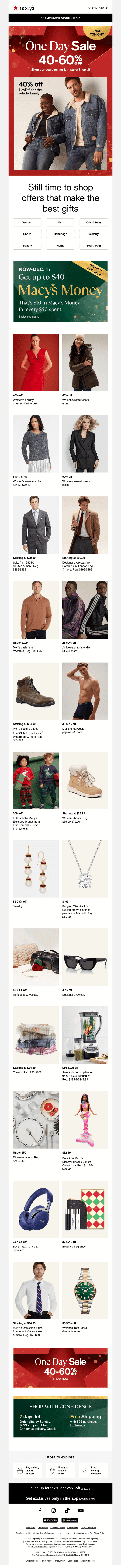 40% off Levi's®! One Day Sale ends tonight