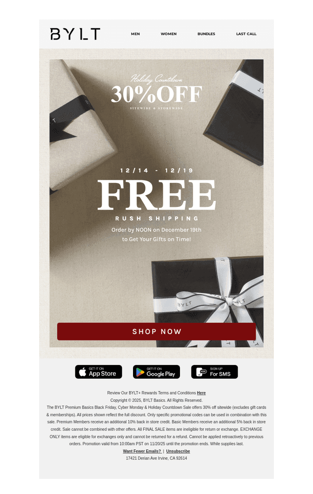 LIVE: 30% OFF + FREE Rush Shipping ‼️