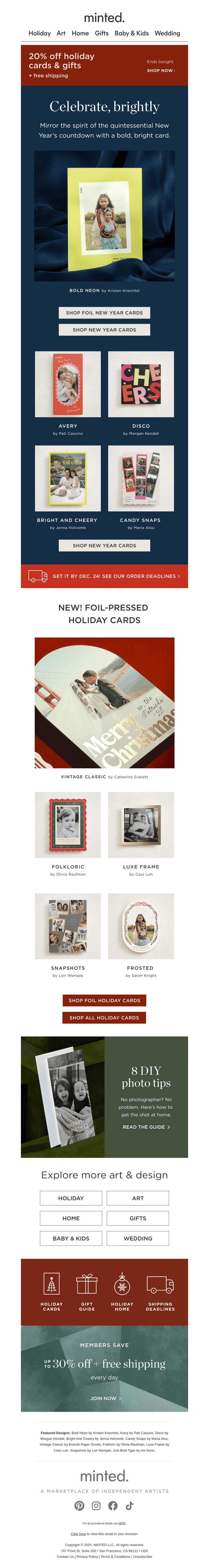 New arrivals: foil holiday cards
