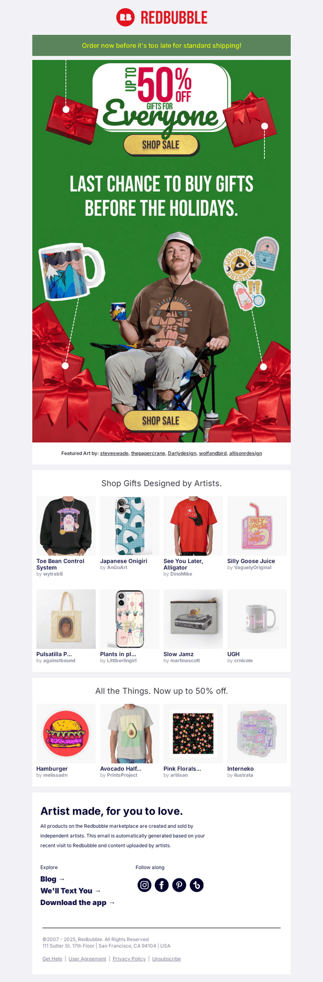 Redbubble email from Mon, Dec 15, 2025