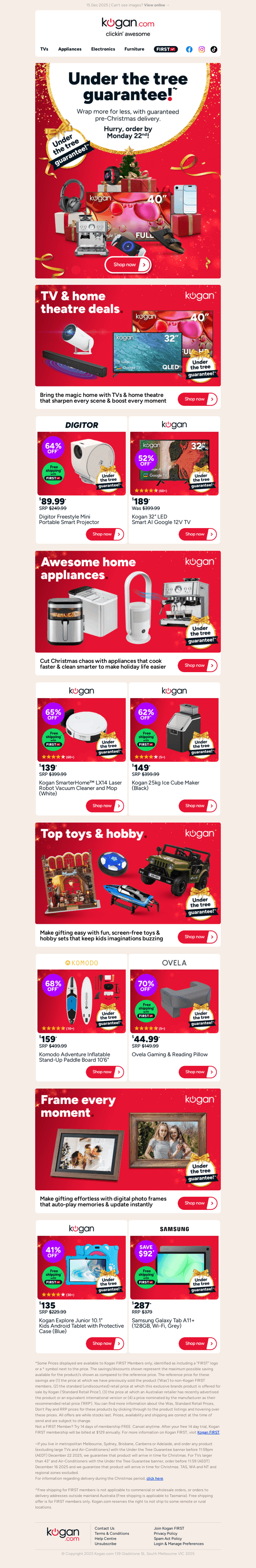 Kogan.com email from Mon, Dec 15, 2025