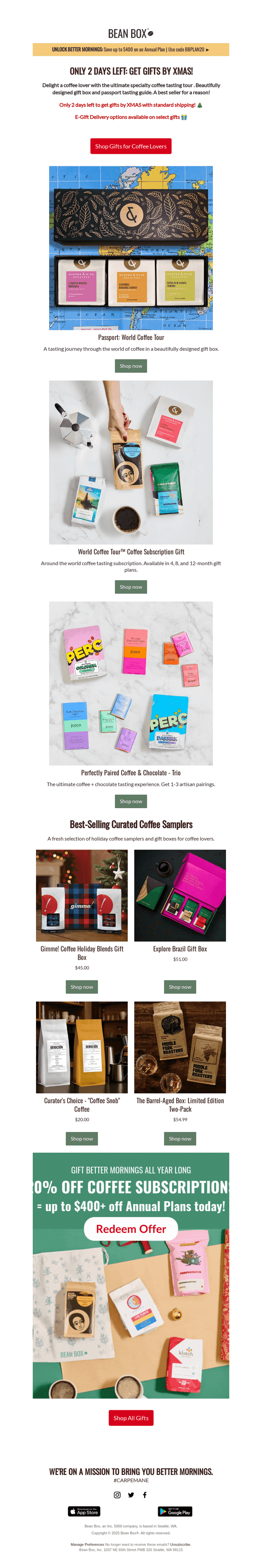 2 Days Left: Get gifts by XMAS! ☕🎁🎄