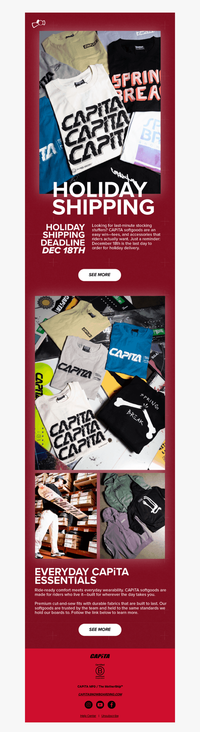 CAPiTA Snowboards email from Mon, Dec 15, 2025