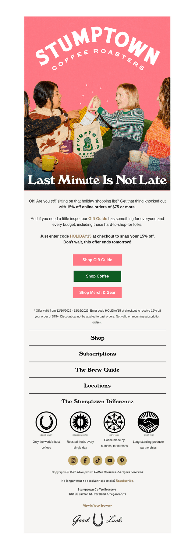LAST CHANCE: Spend $75+, get 15% off