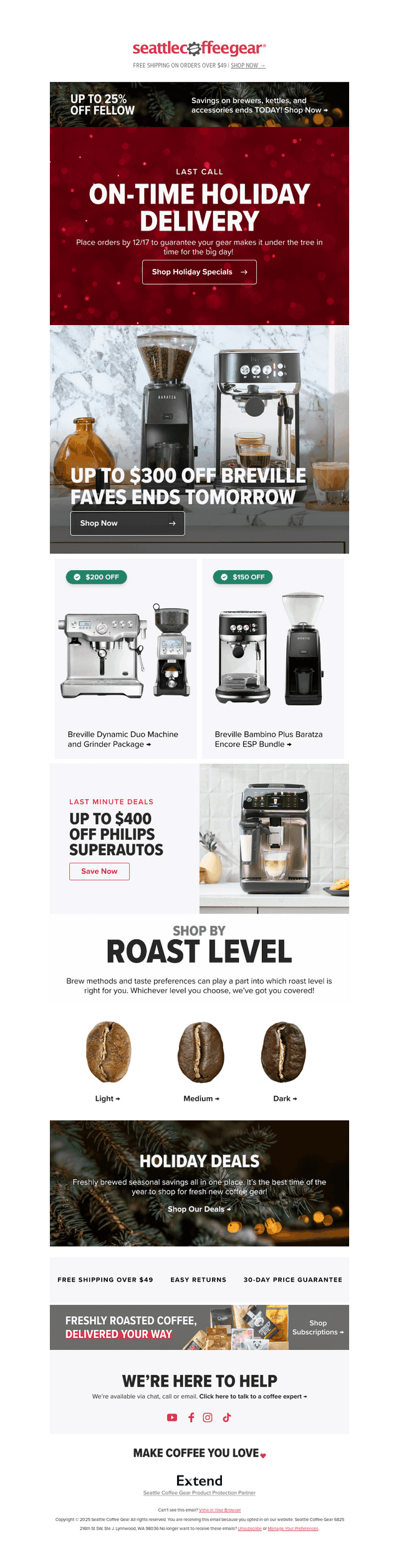 Seattle Coffee Gear email from Mon, Dec 15, 2025