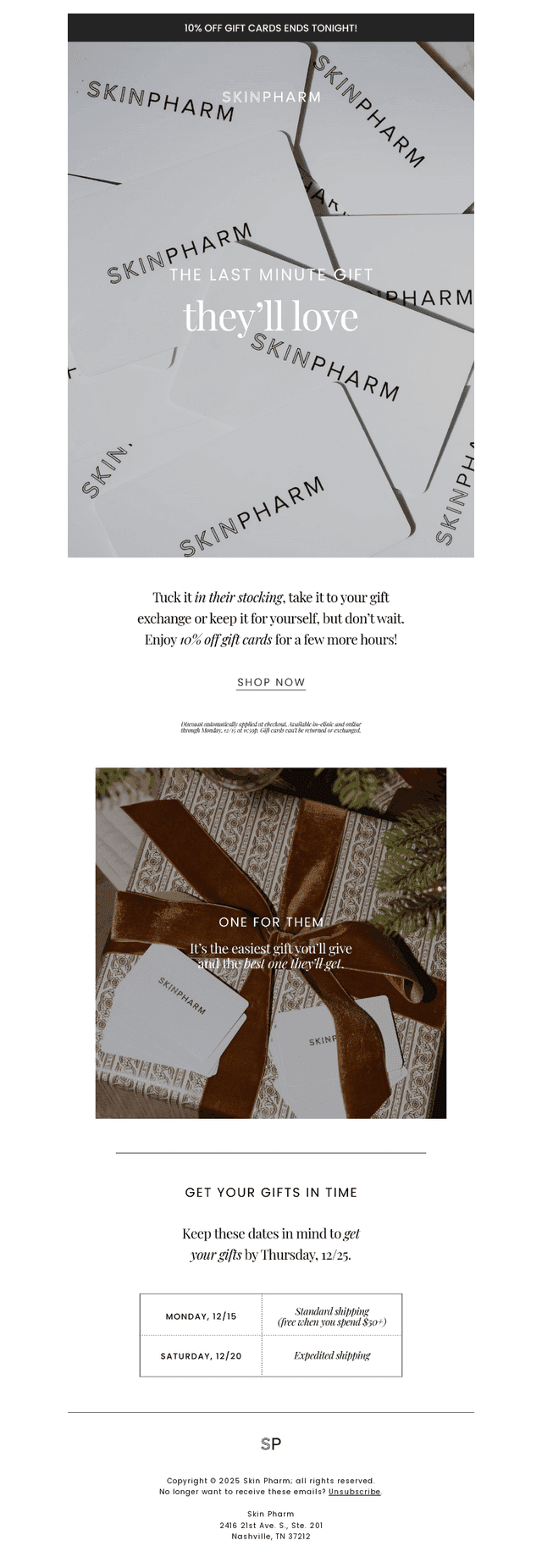 Skin Pharm email from Tue, Dec 16, 2025