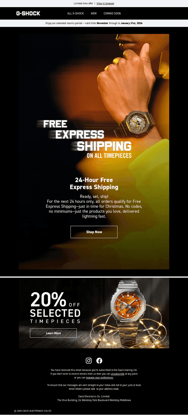 Casio email from Tue, Dec 16, 2025