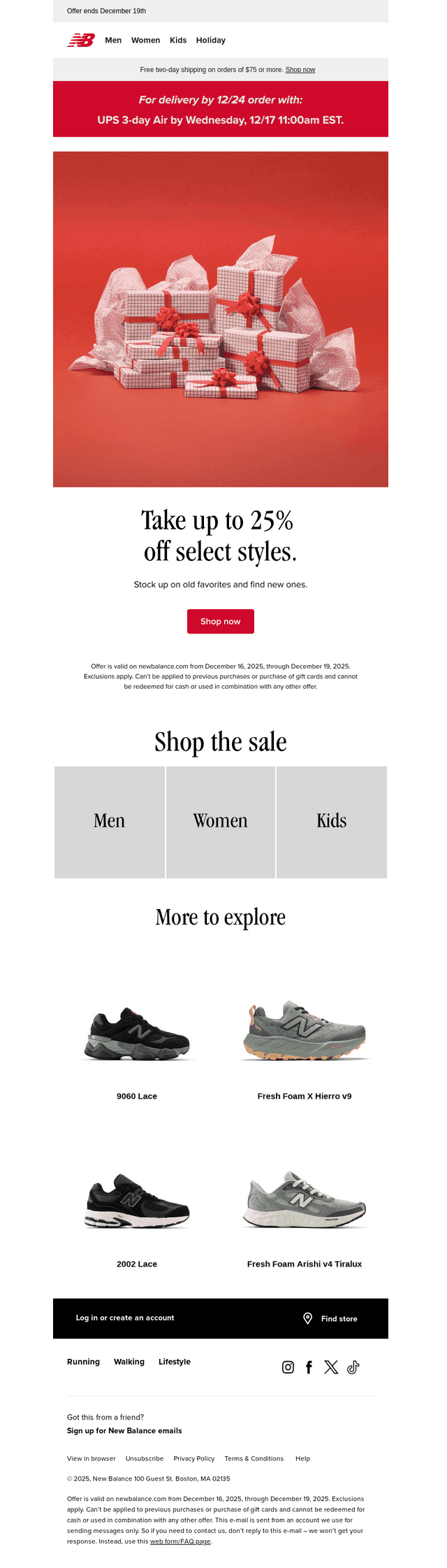 Up to 25% off select styles.