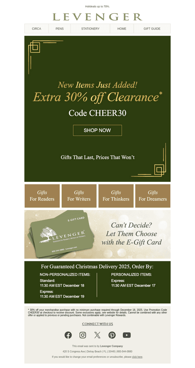 Extra 30% off Clearance + New Markdowns.